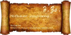 Hofbauer Zsuzsanna névjegykártya